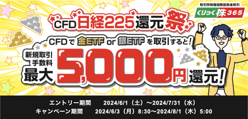 CFD日経225還元祭　新規取引手数料最大5,000円還元