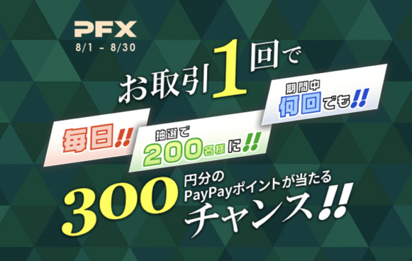 PFXお取引1回で300円分のPayPayポイントが当たるチャンス！